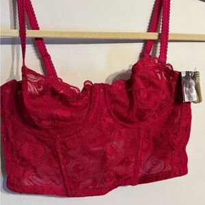 NEW RED GILLIGAN & O’MALLEY Bra 36 B Long Line UNPADDED BUSTIER CONVERTABLE